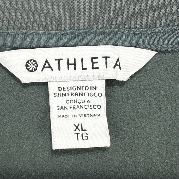 Athleta Triumph Hybrid Crewneck Sweatshirt Women XL Green Cinch Athletic Stretch - Picture 3 of 12